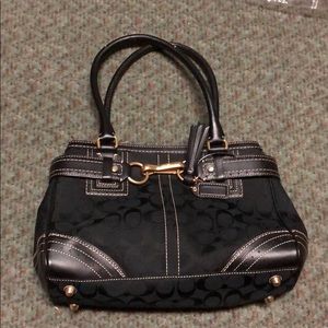 Coach black signature logo tote